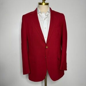 American Craftsman Men's Blazer Sport Coat 42R Solid Red Wool‎ USA
